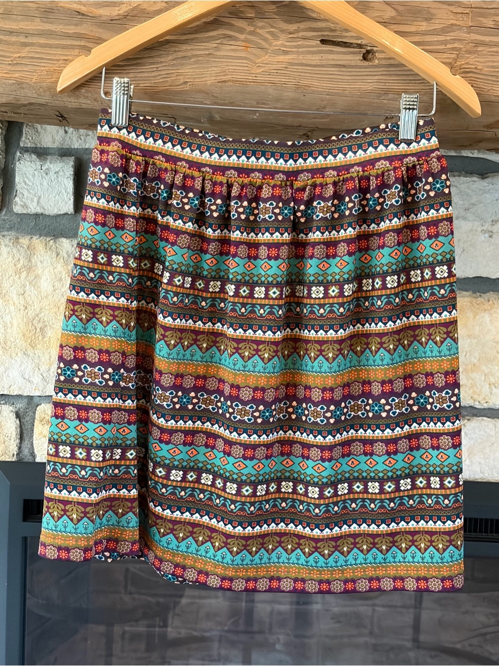 Double D Ranch Boho Printed Multi-Color A-Line Skirt XS